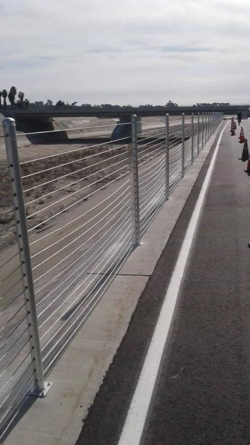Cable fence along a road