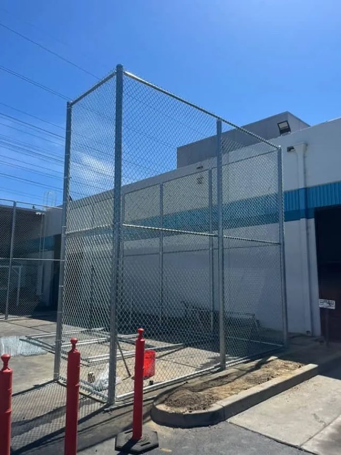 Chain link enclosure at a commercial building